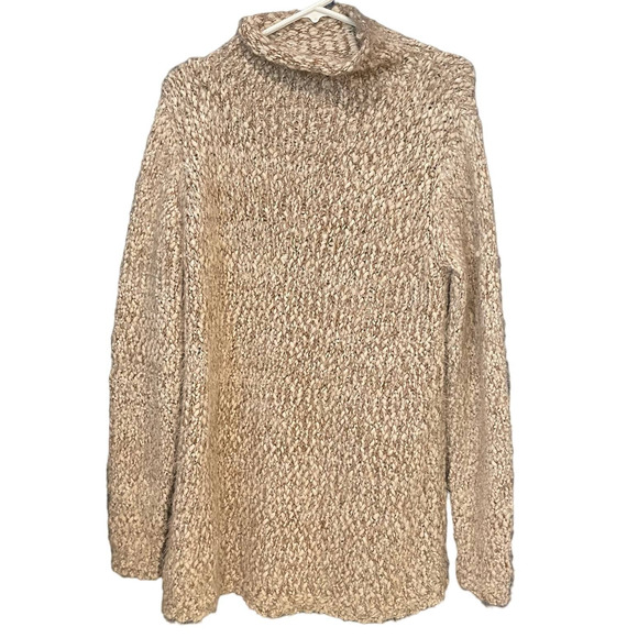 Chelsea & Theodore Womens Eyelash Sweater Size L Beige Multicolor Fuzzy Chunky - Picture 1 of 7